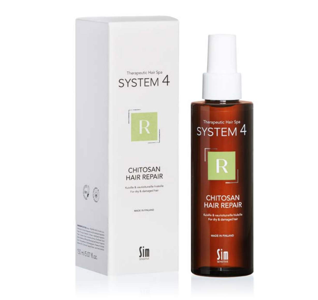 SIM System4 – Chitosan Hair Repair R – Hoitosuihke kuiville ja vaurioituneille hiuksille – 150 ml